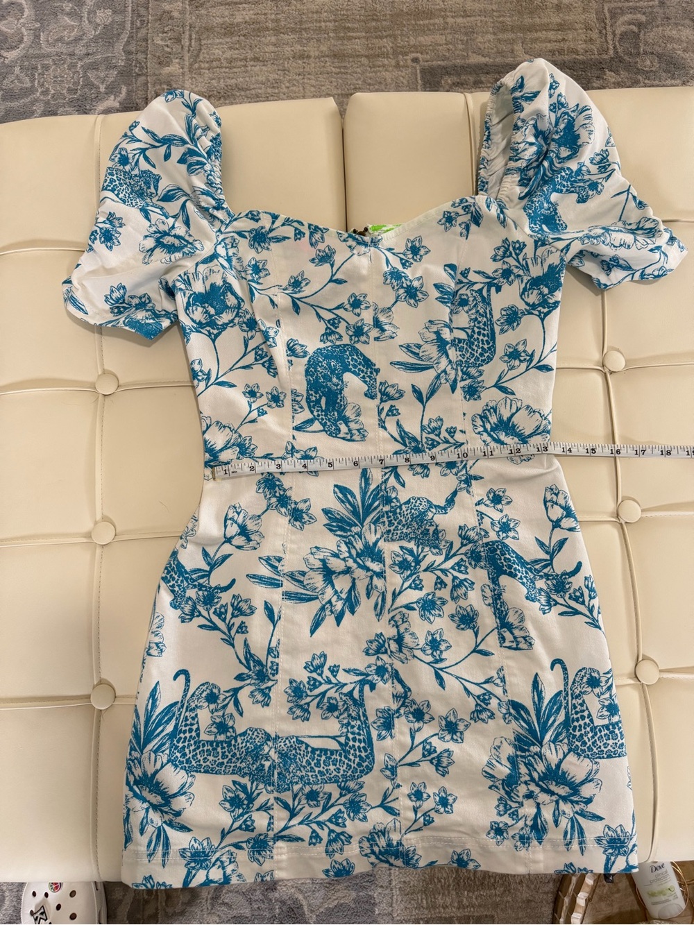 Betsey Johnson Blue Athina Floral Puff-Sleeve Mini Dress - Picture 7 of 8
